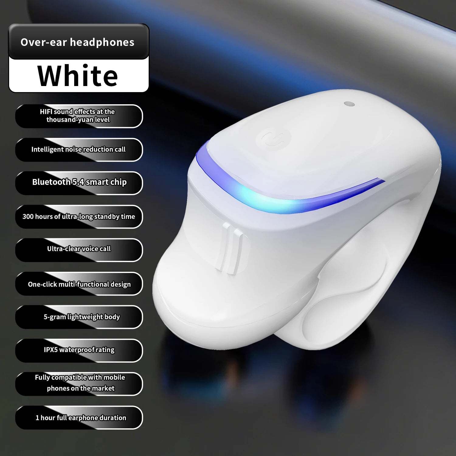Auricular Bluetooth 5.3 Condução Óssea — Desportivo e Sem Fios
