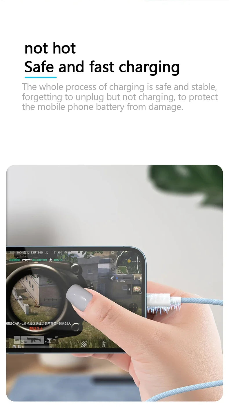 Cabo USB-C para iPhone 14, 13, 12 e 11 PD 20W — Carregamento Rápido 1m/2m