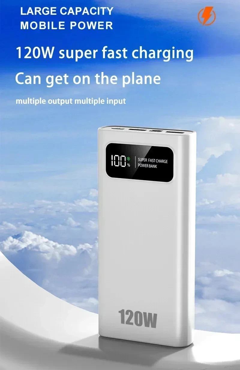 Power Bank Lenovo 120W Alta Capacidade com Display Digital e 4 Interfaces