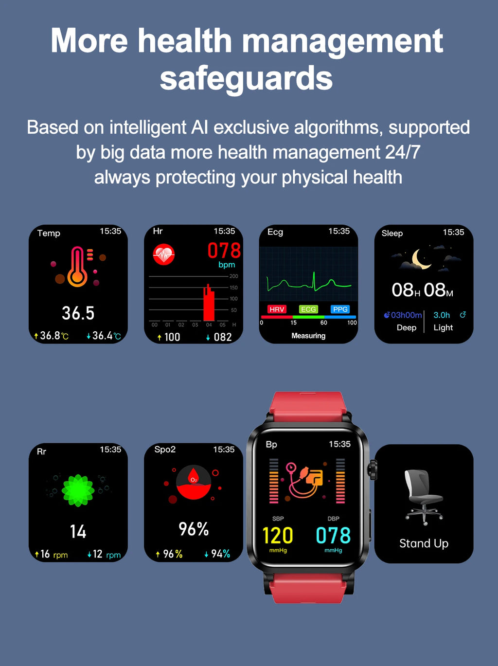 Smartwatch Masculino Quadrado AMOLED — Chamadas Bluetooth, Saúde Completa e Design Premium
