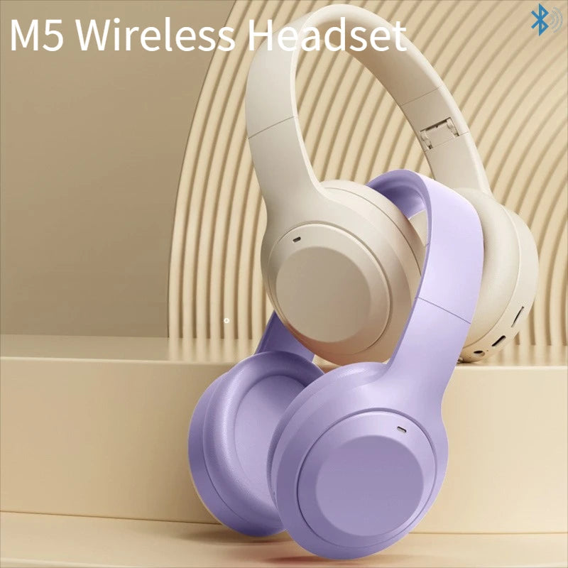 Headphones Over-Ear Bluetooth 5.3 HiFi M5 — Gaming, Desporto e Redução de Ruído