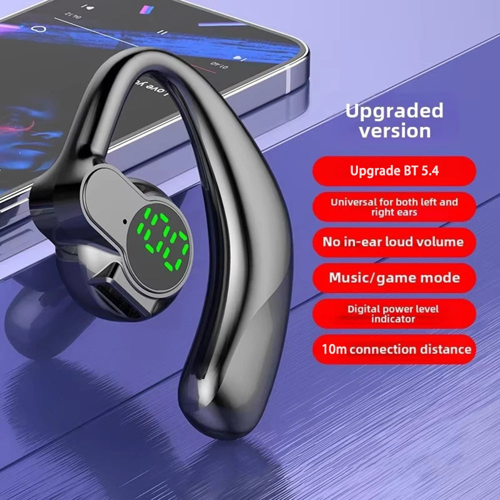 Auriculares Bluetooth 5.4 Ear Hook — Mãos Livres, Cancelamento de Ruído e Condução Segura