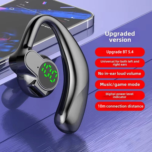 Auriculares Bluetooth 5.4 Ear Hook — Mãos Livres, Cancelamento de Ruído e Condução Segura