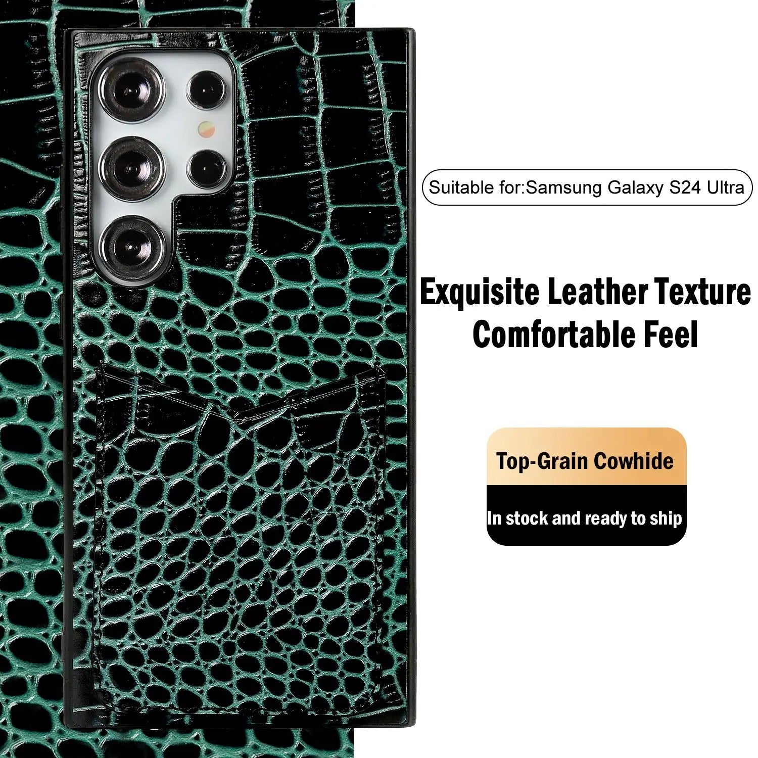 Capa Couro Genuíno com Porta-Cartões para Samsung Galaxy S Series