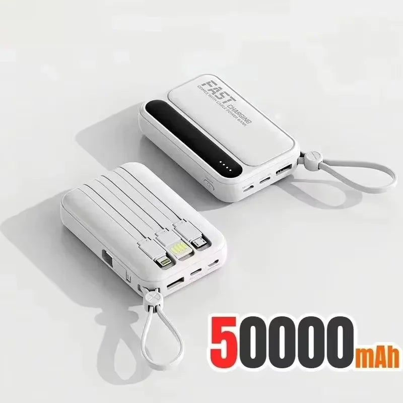 Power Bank Lenovo com 4 Cabos Integrados e Carregamento Rápido