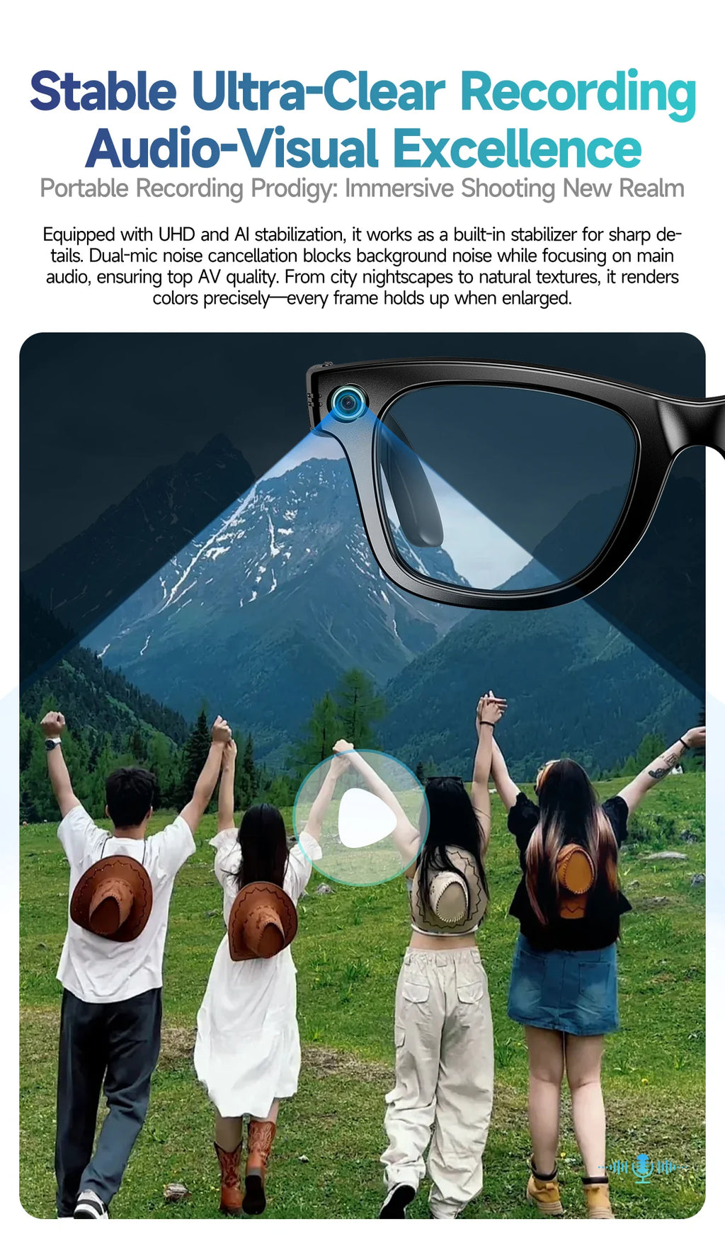Óculos Inteligentes 2025 com Câmara, 32GB, Tradução, Bluetooth e Anti-luz Azul — Homem e Mulher