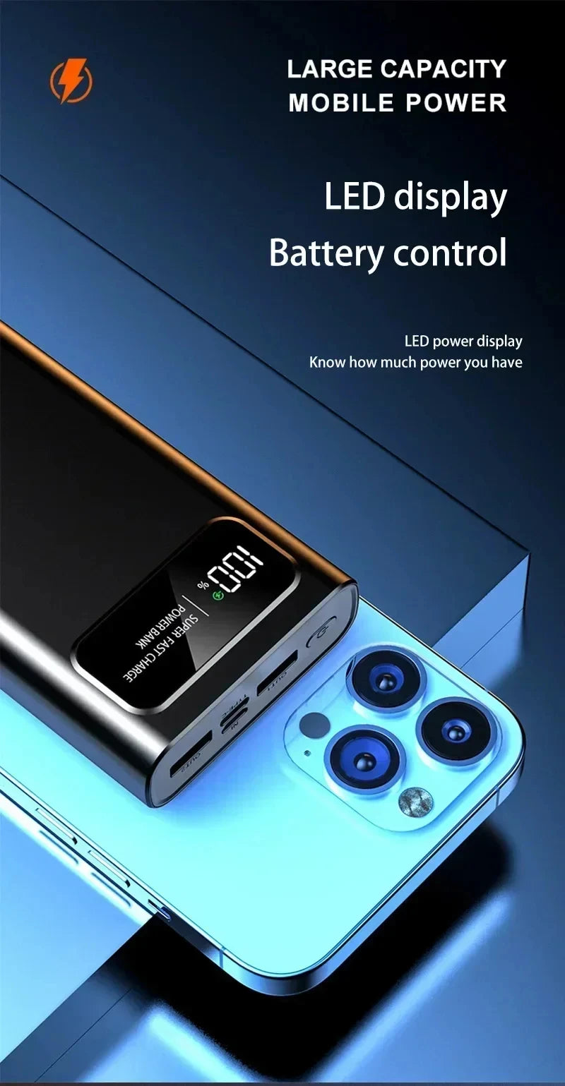 Power Bank Lenovo 120W Alta Capacidade com Display Digital e 4 Interfaces