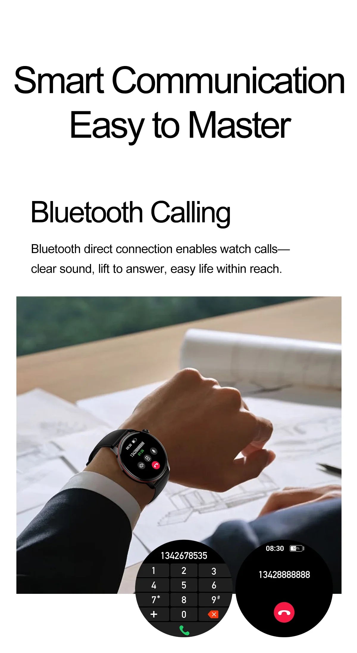 Smartwatch Feminino Elegante — Rosa e Dourado, Saúde Completa e Notificações Inteligentes
