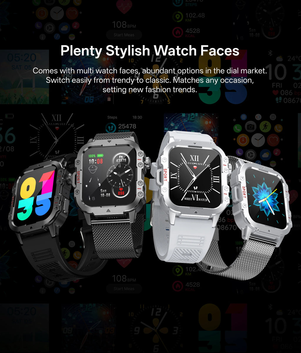 Smartwatch Bluetooth 1.44'' com Monitor de Saúde, Oxigénio e Pressão