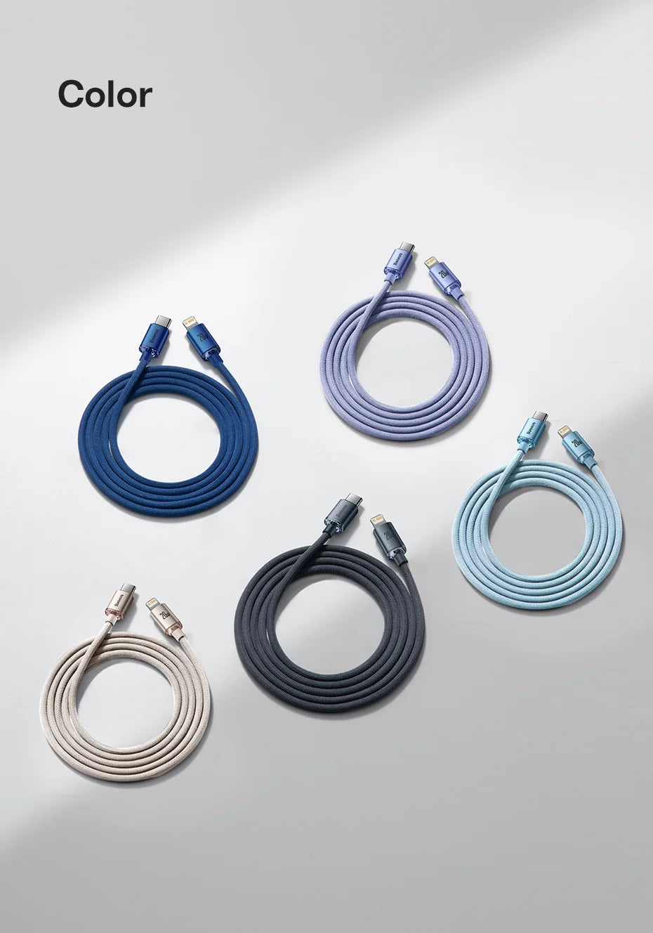 Cabo Baseus USB-C PD 20W para iPhone 14, 13, 12 — Liga de Alumínio 1.2m/2m