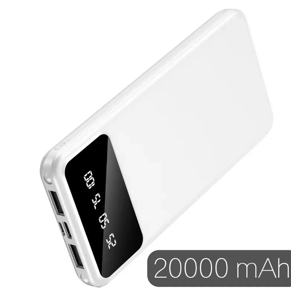 Power Bank 20000mAh com Display LED, Lanterna e Dual USB