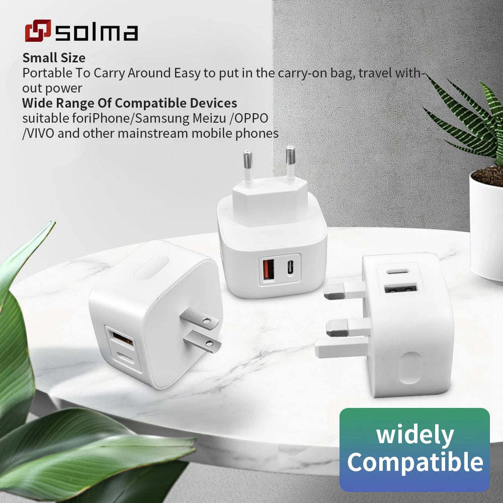 Carregador de Parede Compacto USB-C PD + USB-A 12W — Universal