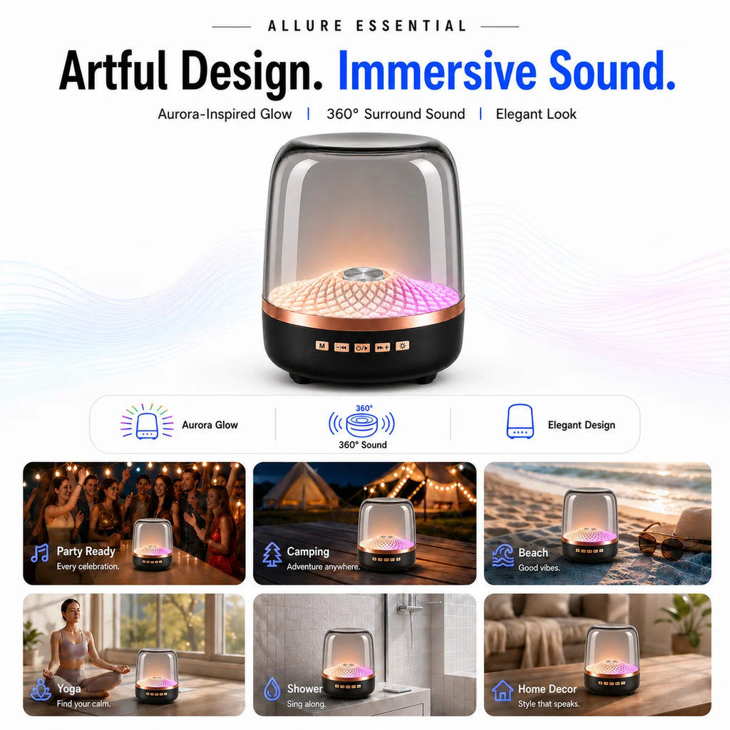 Soundbar Bluetooth 5.0 Portátil 2026 — TWS, Hi-Fi, Subwoofer e Lâmpada Respiratória para Android e iOS