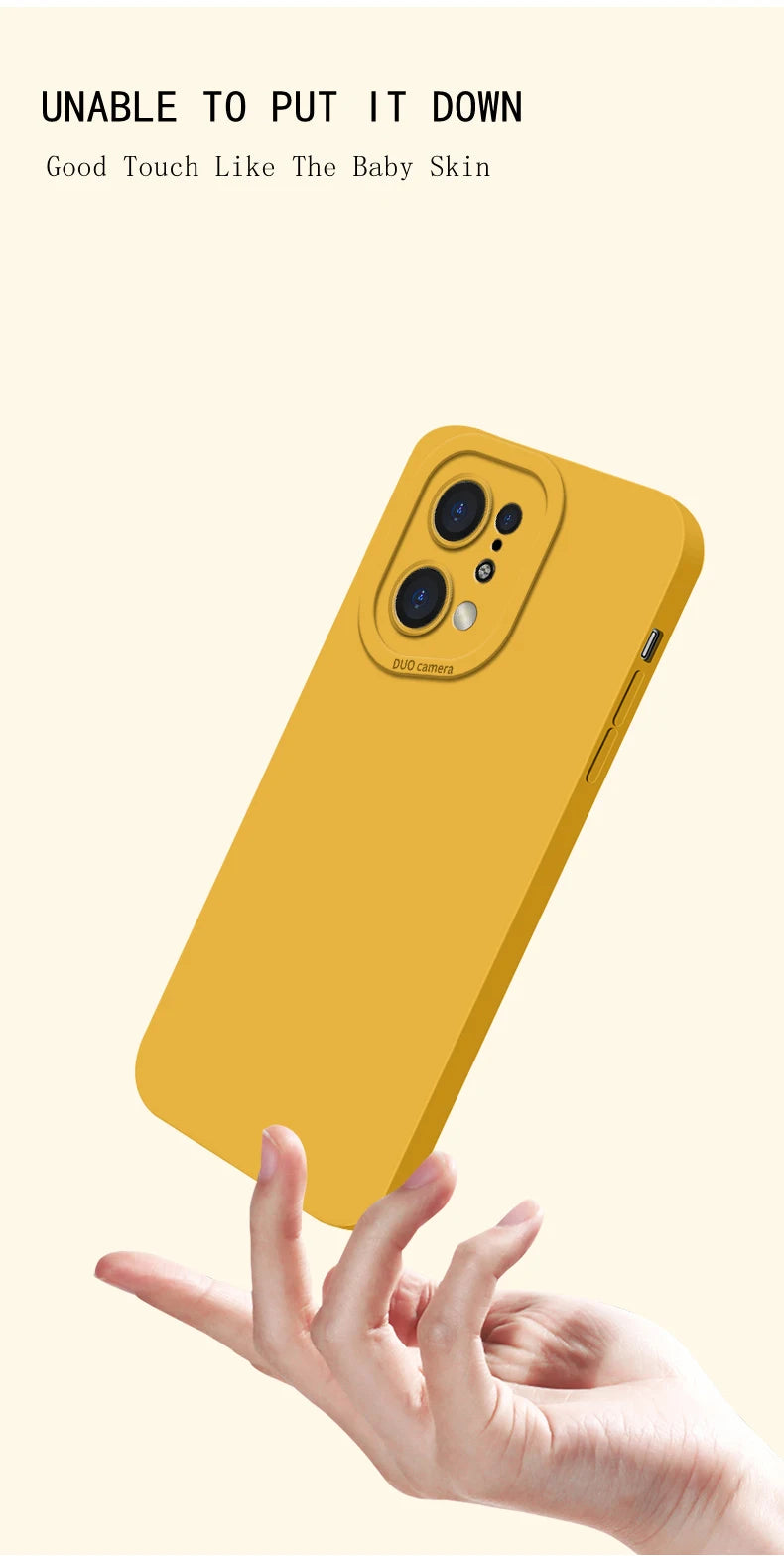 Fashion Lens Protection Liquid Silicone Phone Case for OPPO Find X5 X6 X7 Pro X3 Lite Built-in Fluff Shockproof Soft Cover Shell