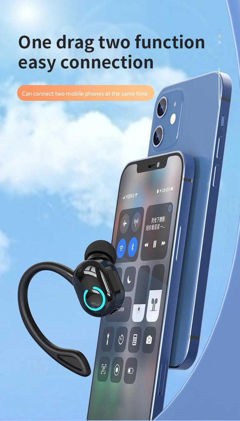 Auriculares Bluetooth HIFI Bass — Cancelamento de Ruído, Microfone HD e À Prova de Água