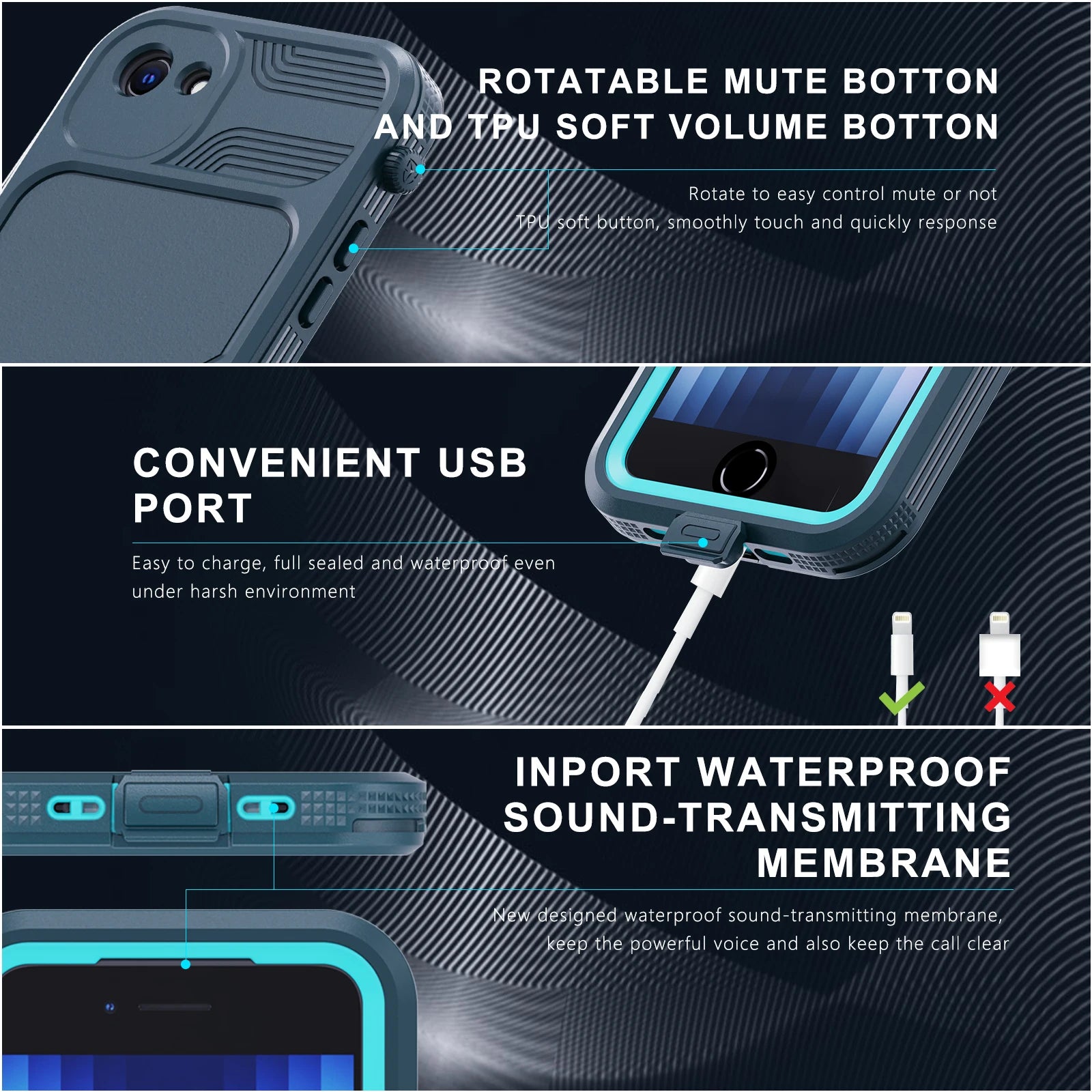 Capa Impermeável IP68 para iPhone SE e iPhone 7/8