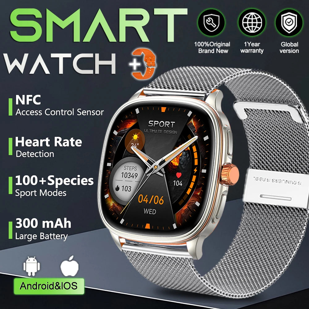 Smartwatch 2026 — Ecrã HD 1.73'', Voz AI, Música, Meteorologia, Modos Desportivos e IP68
