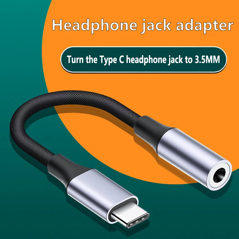 Cabo Adaptador USB-C para Jack 3.5mm — Áudio Estéreo para Auscultadores