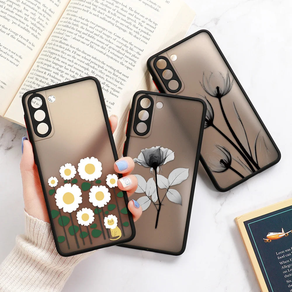 Capa com Padrão Floral Rosa para Samsung Galaxy S Series