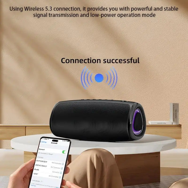 Coluna Bluetooth 5.3 com LED RGB, Subwoofer e FM/SD/USB