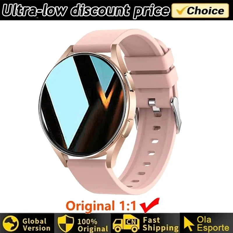 Smartwatch Ultra Fino em Aço Inoxidável — Design Slim Premium, Saúde Completa e Notificações