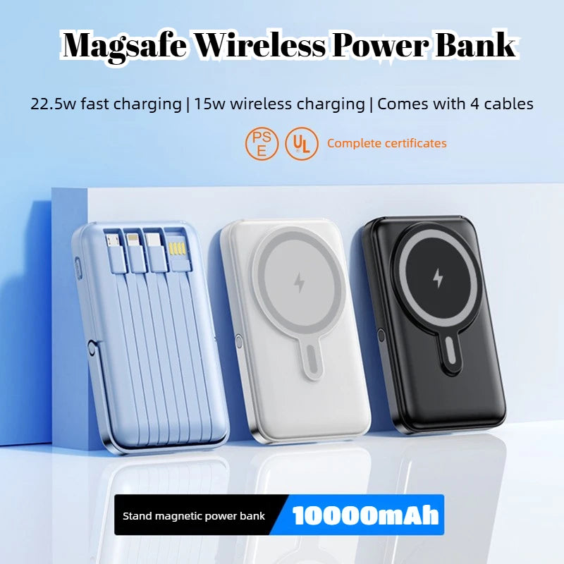 Power Bank MagSafe 20000mAh Carregamento Rápido Sem Fios com Suporte