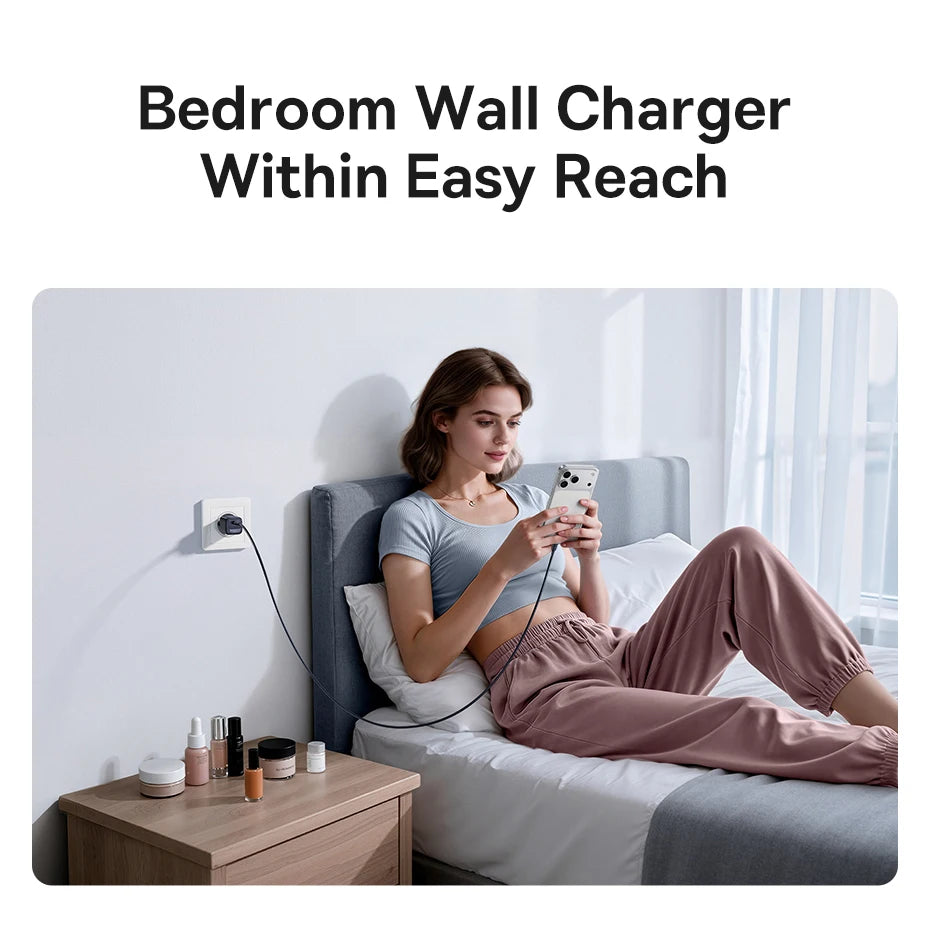 Carregador Baseus GaN 30W PD para iPhone 12-17 e Tablets