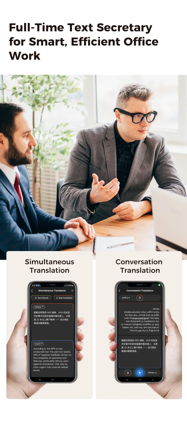 Oculos Inteligentes IA 2026 com Câmara 5MP, Tradução em Tempo Real e Power Bank 3600mAh