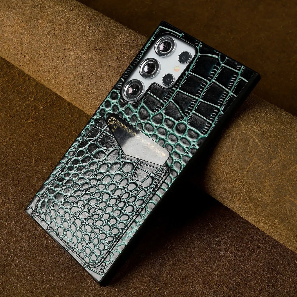 Capa Couro Genuíno com Porta-Cartões para Samsung Galaxy S Series
