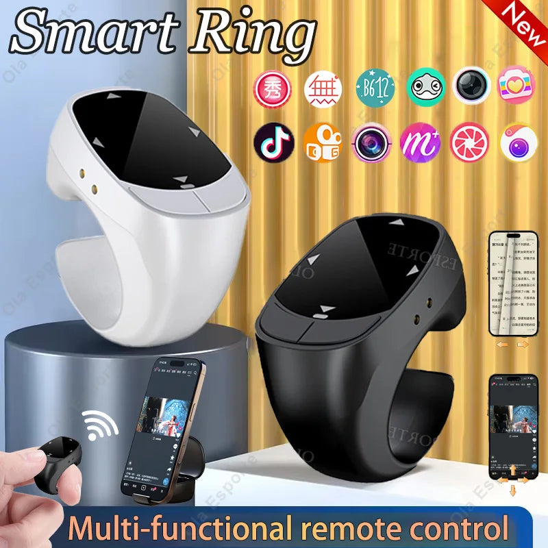 Smart Ring Multi-Funcional — Controlo Remoto Bluetooth 5.3, Scroll, Vídeo e Fotos para Smartphone