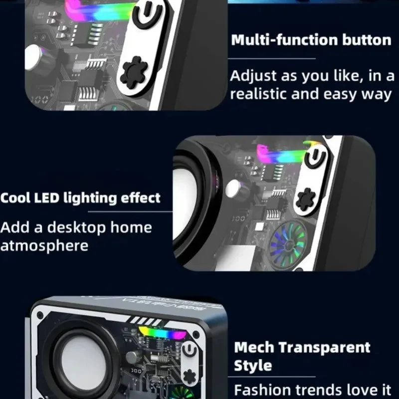 Coluna Bluetooth V5.3 — LED, 1800mAh, Suporte Cartão TF e Som Potente para Exterior