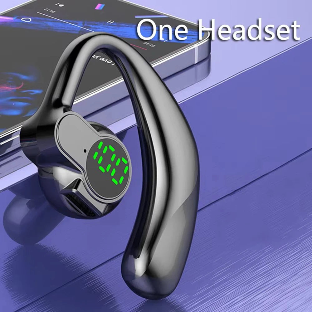 Auriculares Bluetooth 5.4 Ear Hook — Mãos Livres, Cancelamento de Ruído e Condução Segura