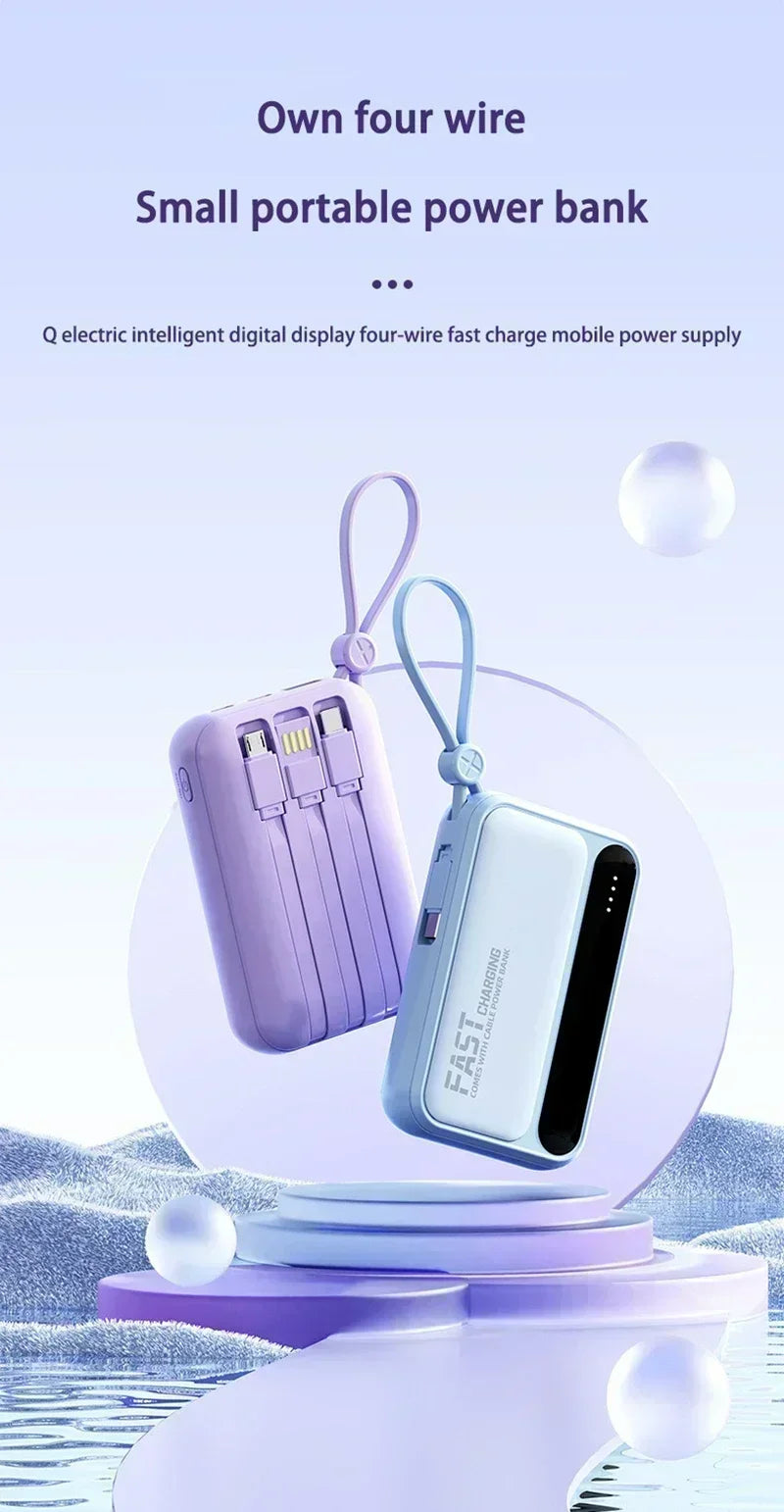 Power Bank Lenovo com 4 Cabos Integrados e Carregamento Rápido