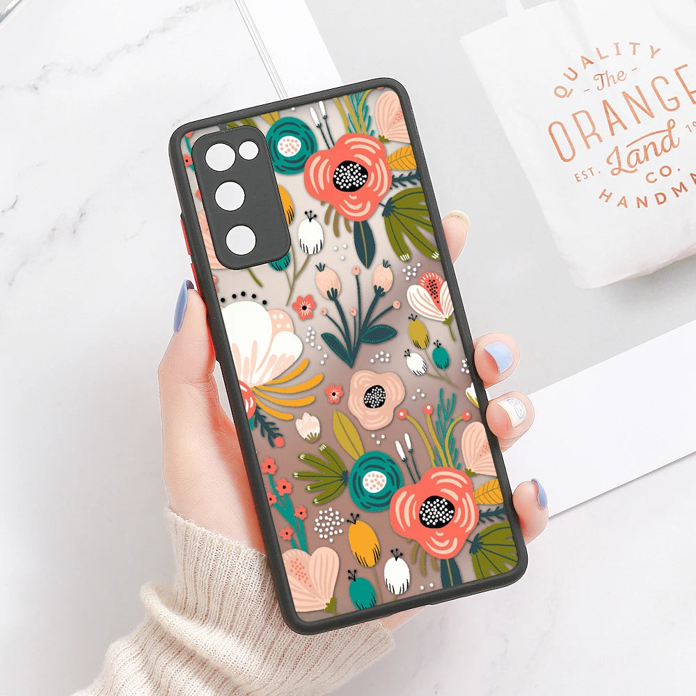 Capa Matte com Padrão Floral para Samsung Galaxy S Series