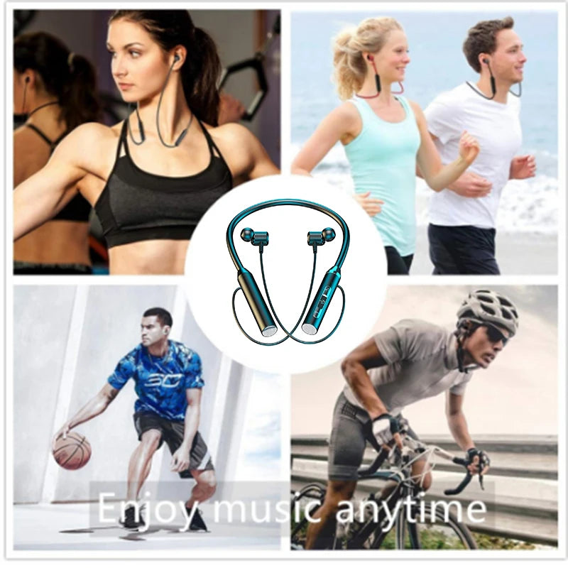 Auriculares Bluetooth Neckband Desportivos com Display LED