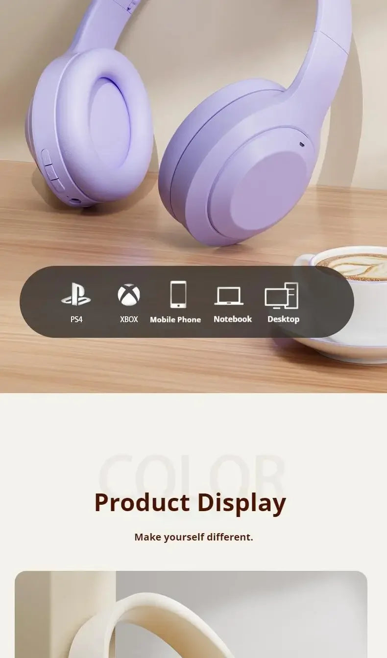 Headphones Over-Ear Bluetooth 5.3 HiFi M5 — Gaming, Desporto e Redução de Ruído