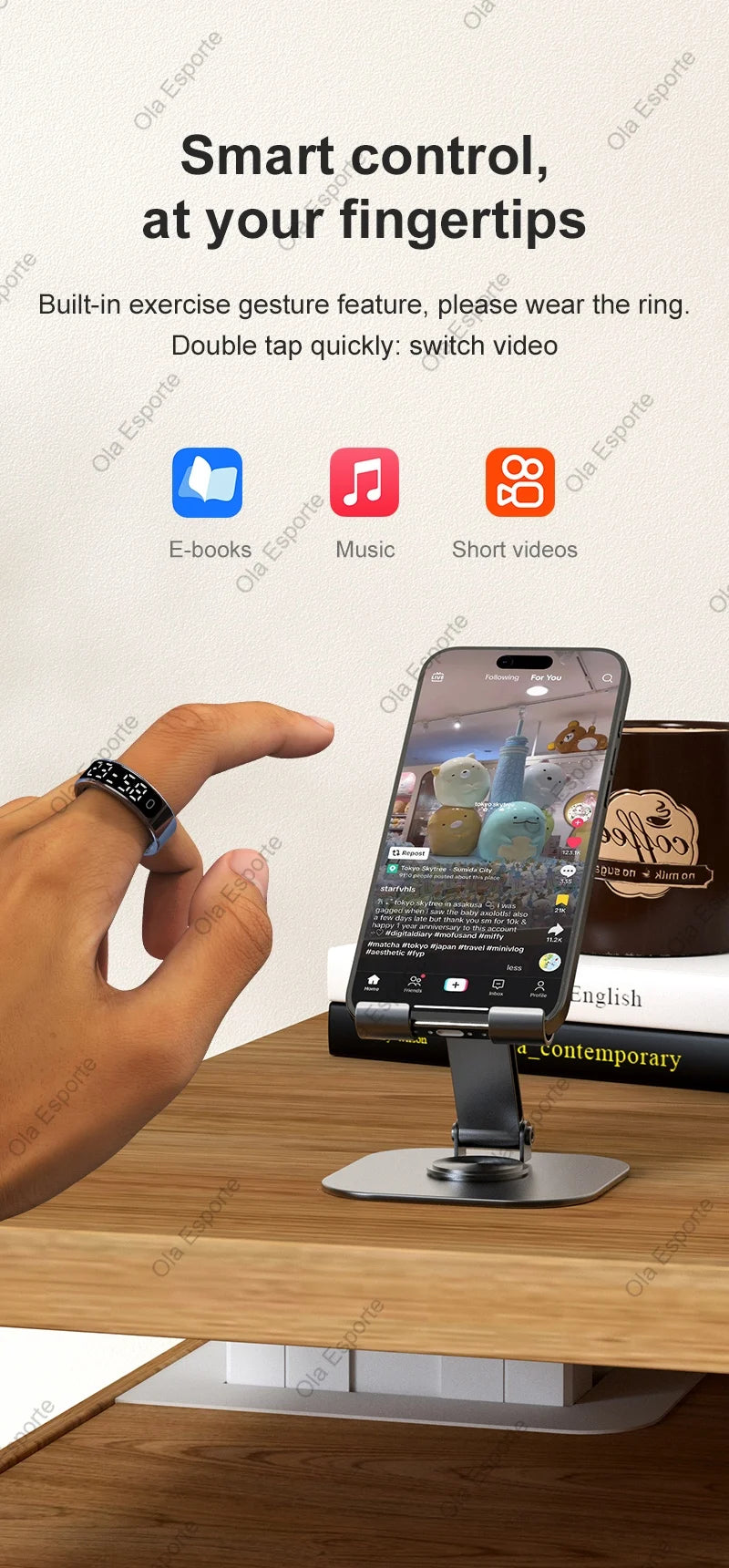 Smart Ring 2025 com Ecrã Touch — Carregamento Sem Fios, Gestor de Saúde e 5ATM para Homem e Mulher