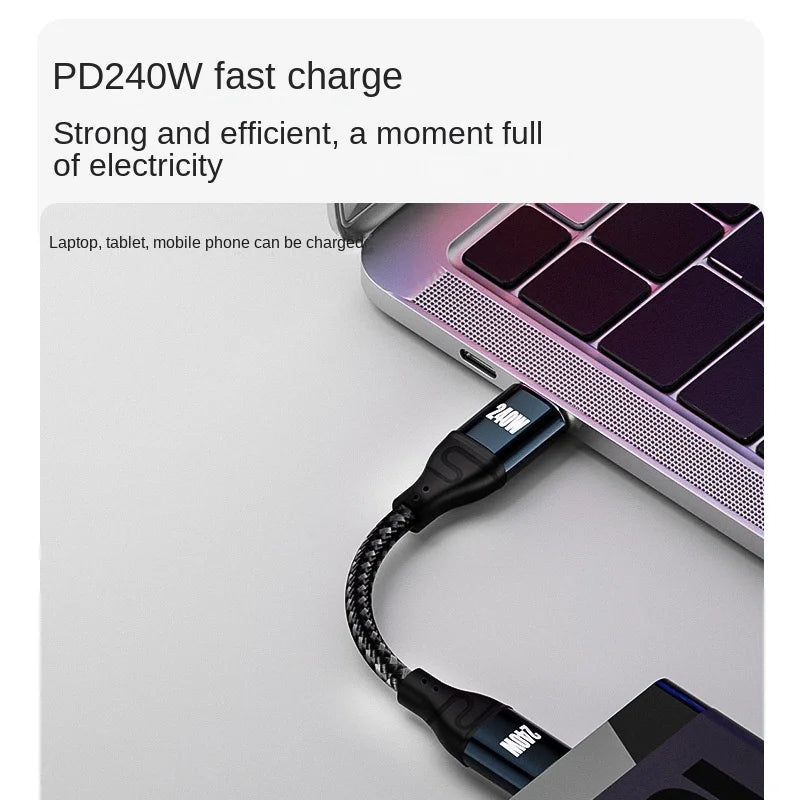 Cabo USB-C 240W em Ângulo 90° — 48V/5A Compatível com USB 2.0 (3m/10FT)