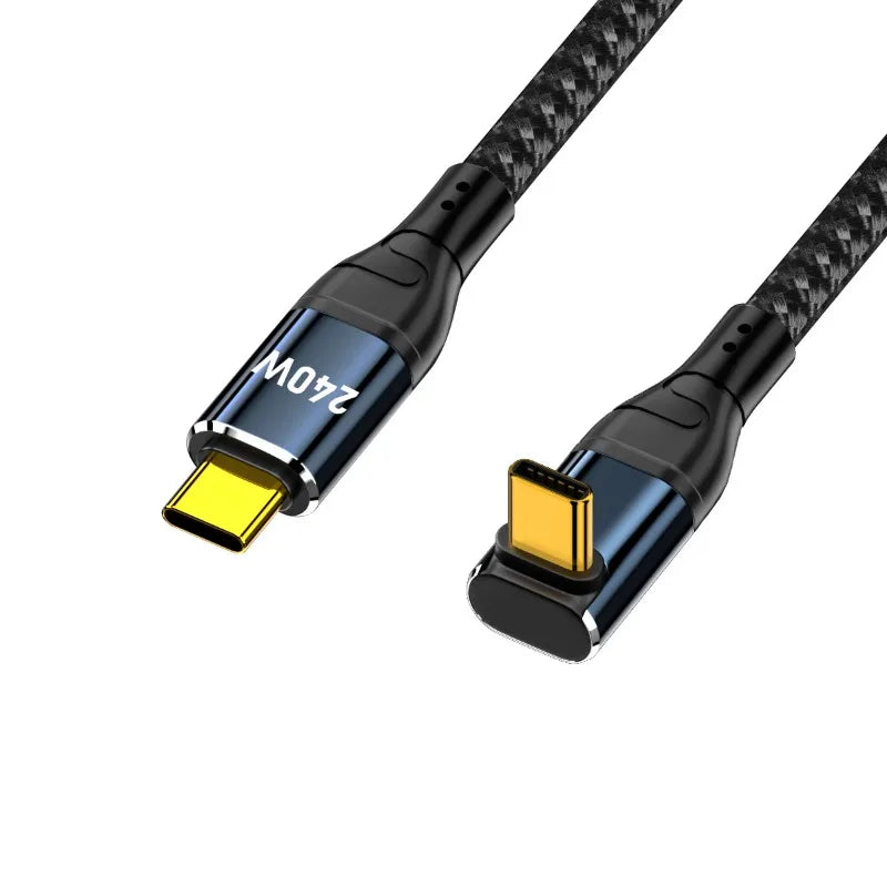 Cabo USB-C 240W em Ângulo 90° — 48V/5A Compatível com USB 2.0 (3m/10FT)