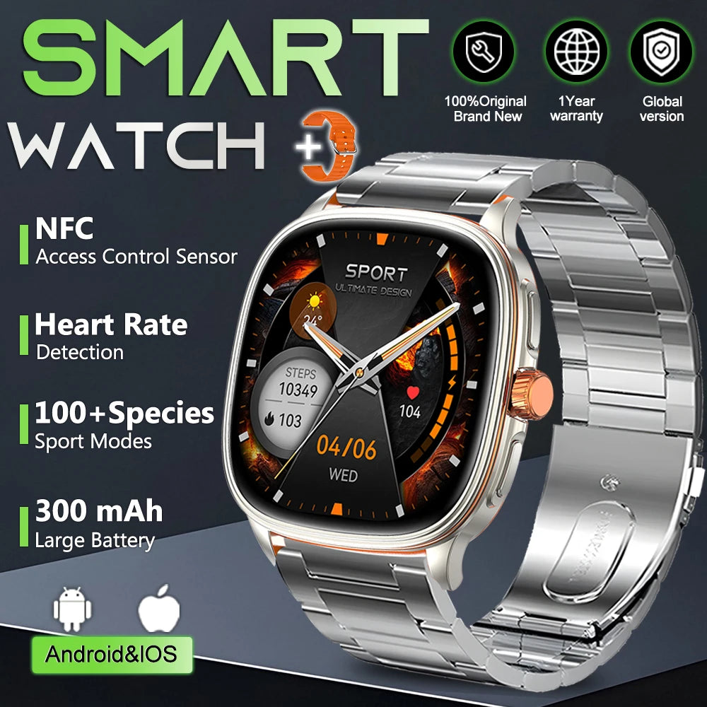 Smartwatch 2026 — Ecrã HD 1.73'', Voz AI, Música, Meteorologia, Modos Desportivos e IP68