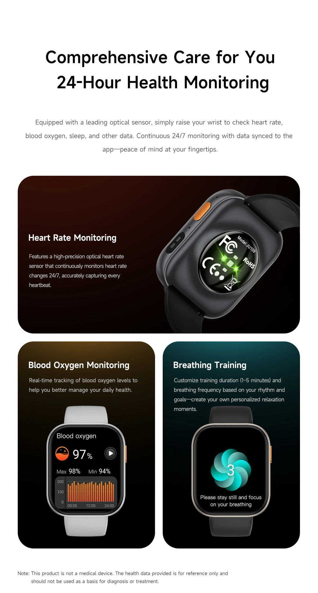 Smartwatch 2026 AMOLED 2.04'' — 1000mAh, 100+ Modos Desportivos, Chamadas Bluetooth e 3ATM
