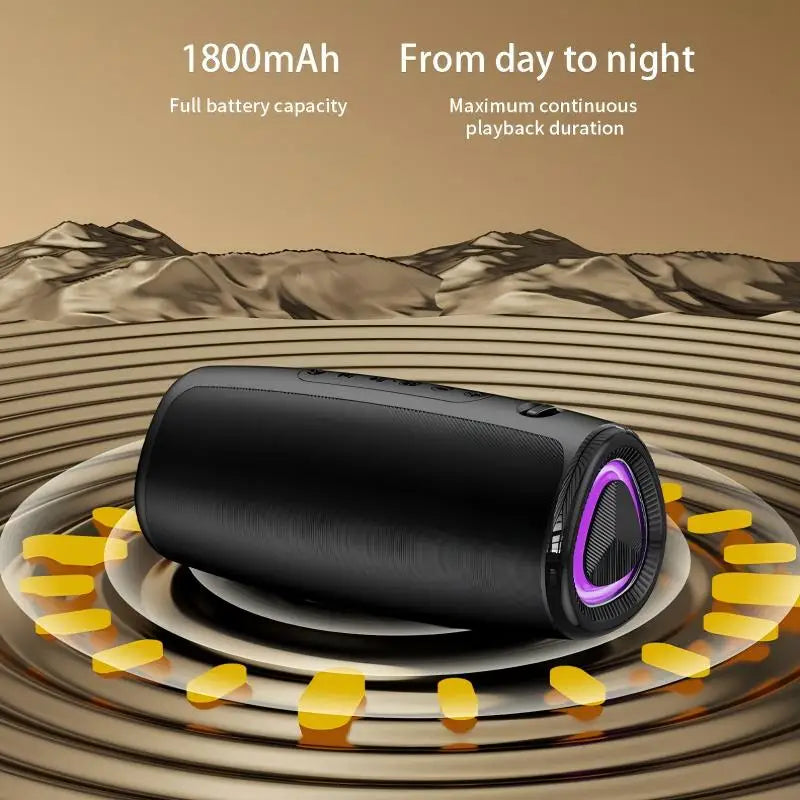 Coluna Bluetooth 5.3 com LED RGB, Subwoofer e FM/SD/USB