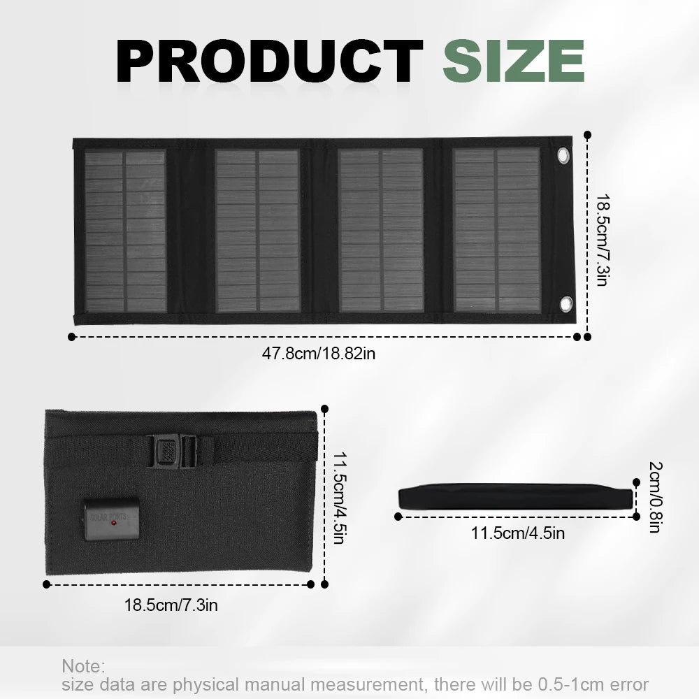 Painel Solar Portátil Dobrável 40W USB para Campismo e Caminhadas