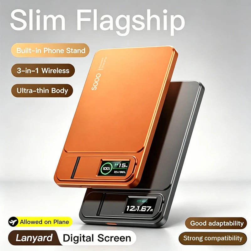 Power Bank MagSafe Ultra-Fino 10000mAh 20W para iPhone e iWatch