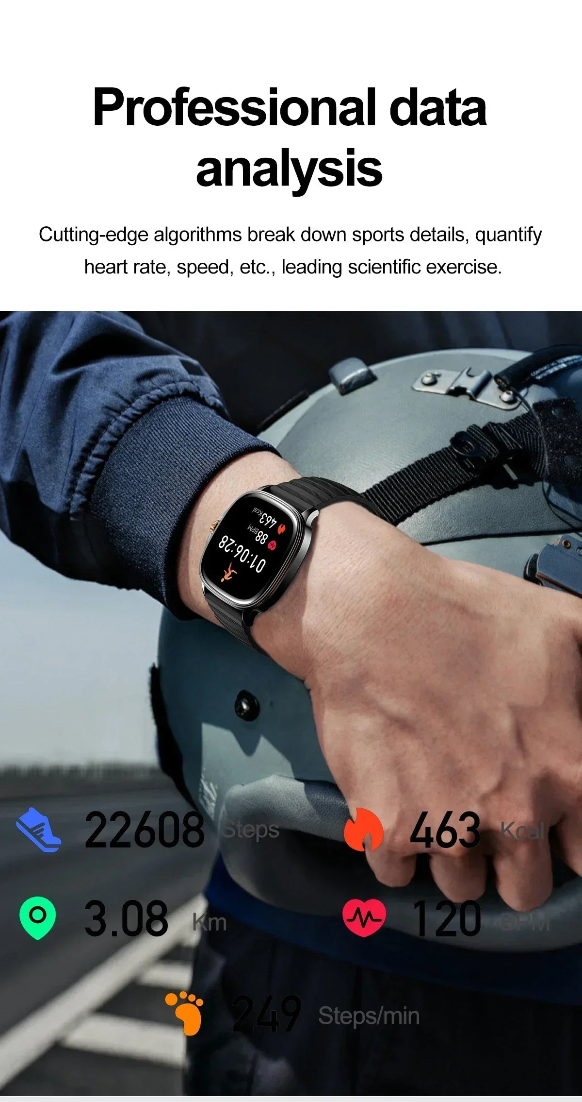 Smartwatch 2026 — Ecrã HD 1.73'', Voz AI, Música, Meteorologia, Modos Desportivos e IP68
