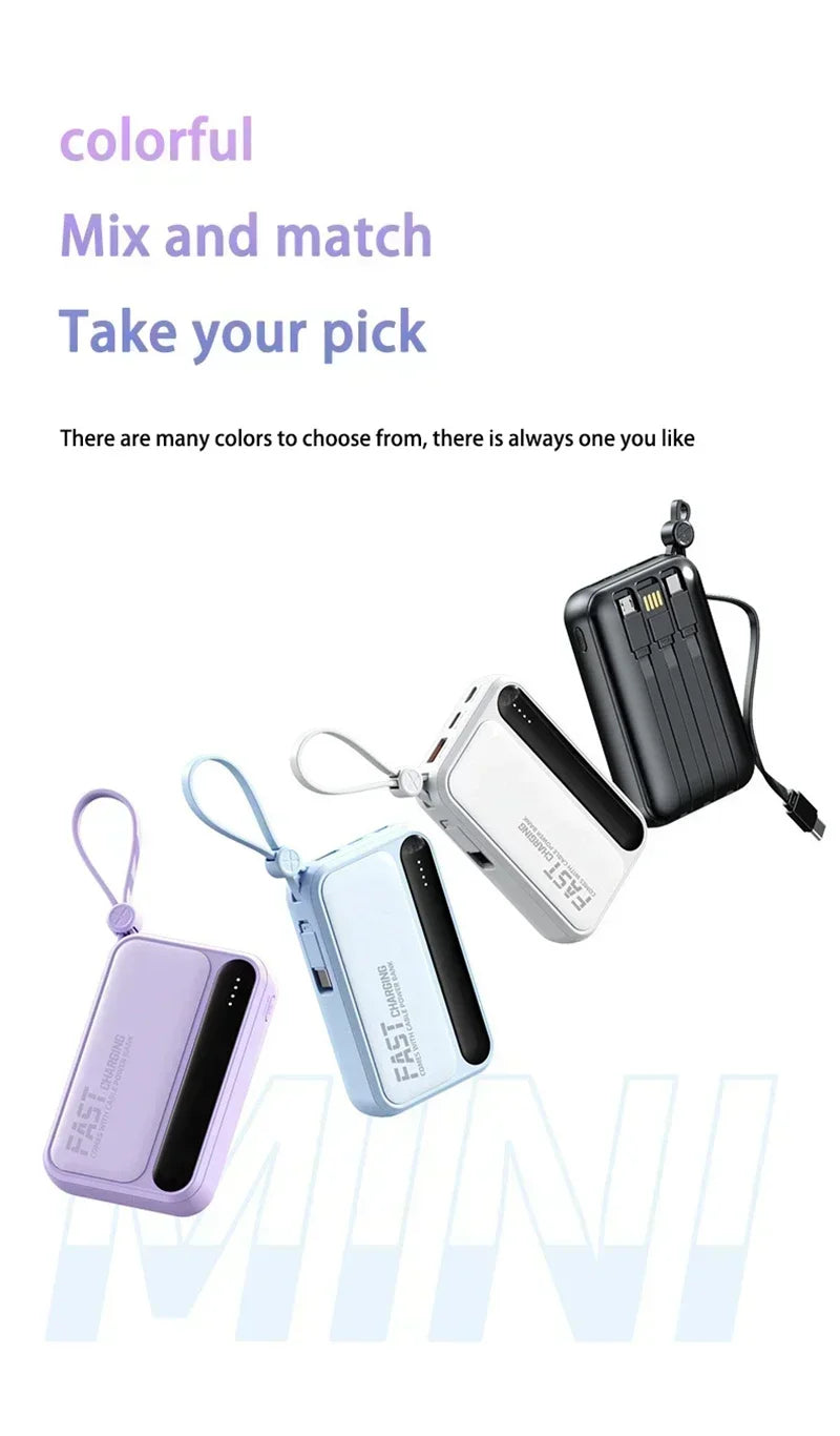 Power Bank Lenovo com 4 Cabos Integrados e Carregamento Rápido