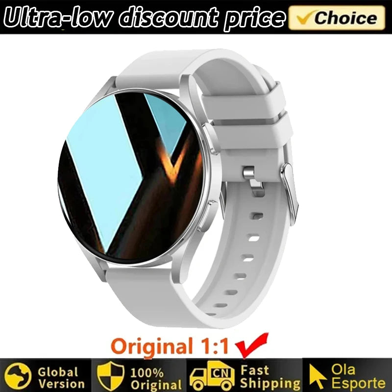 Smartwatch Ultra Fino em Aço Inoxidável — Design Slim Premium, Saúde Completa e Notificações