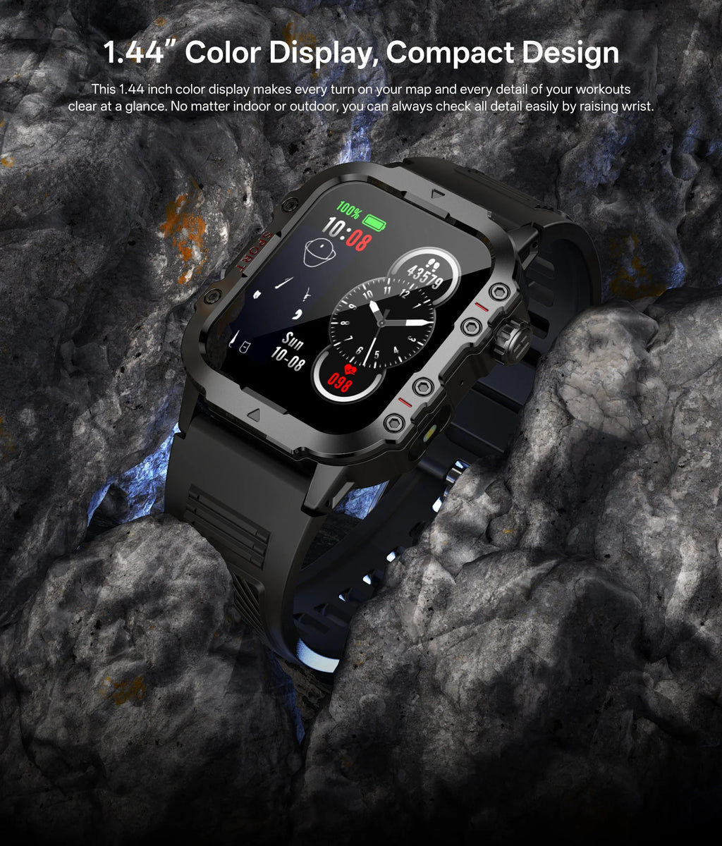 Smartwatch Bluetooth 1.44'' com Monitor de Saúde, Oxigénio e Pressão