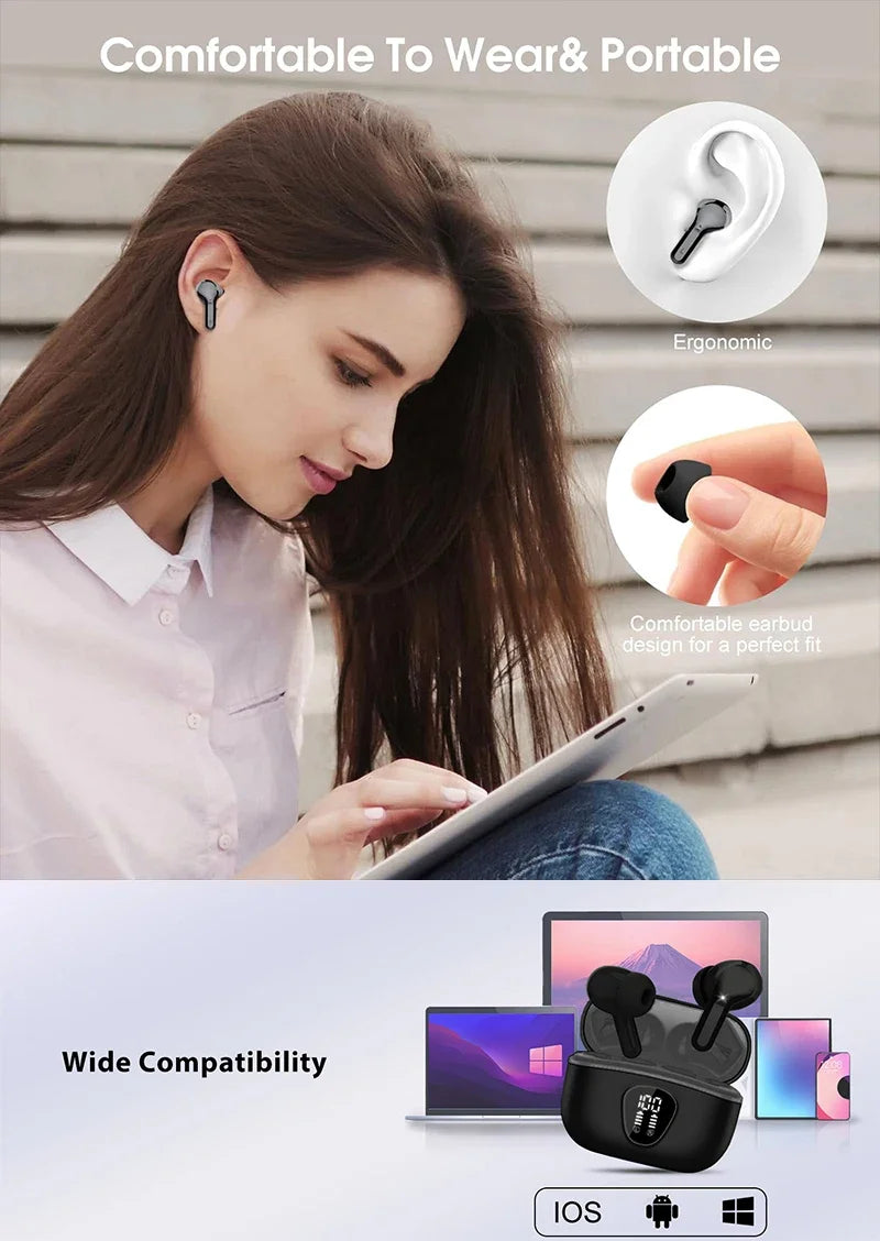 Auscultadores Bluetooth Over-Ear com Memory Foam e Carregamento Sem Fios