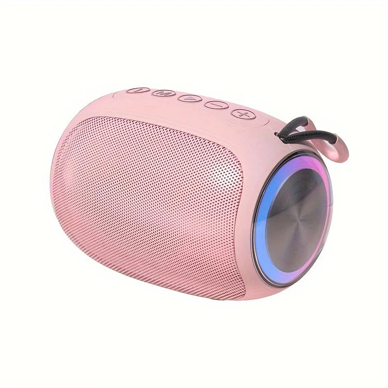 Coluna Bluetooth Portátil — Som Excelente, Design Rosa e Iluminação LED Colorida
